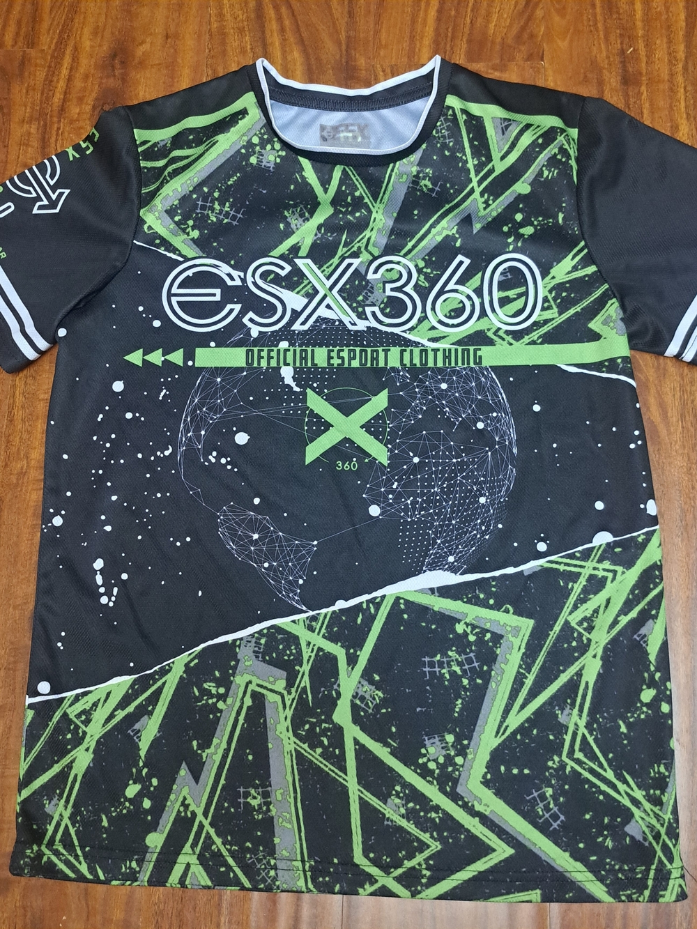 Boys ESX 360 Black & Neon Green Esport Graphic Tee Gaming Jersey Sz 14/16